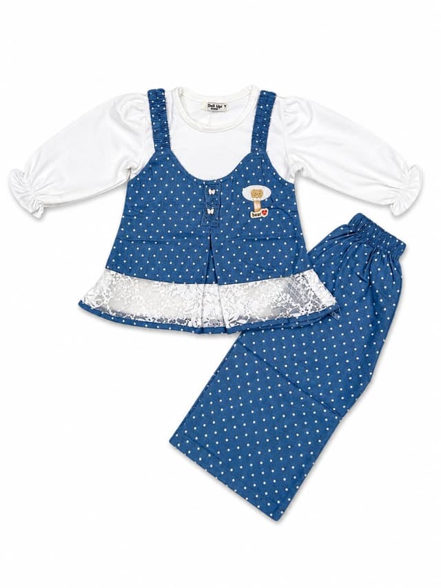 Girls Polka Dot Layered Top & Pants 2-Piece Outfit Set photo 1