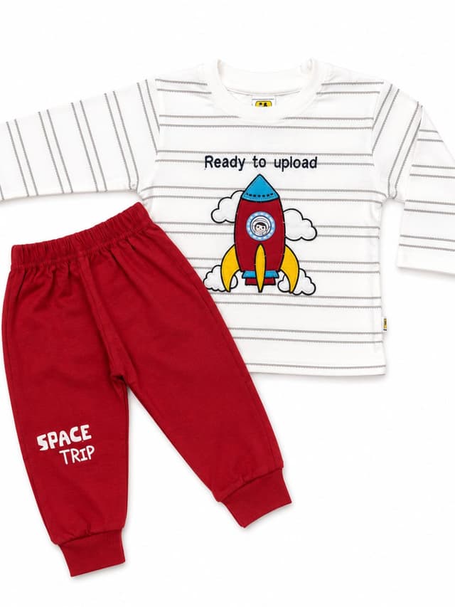 Boys Rocket Print Full Sleeve Sweatshirt & Jogger Set photo 1