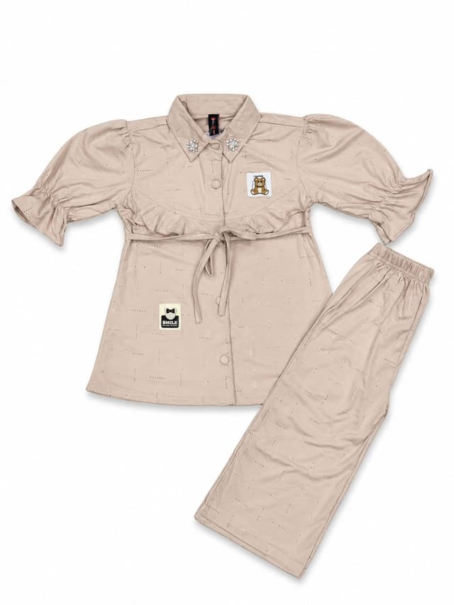 Girls Embellished Co-Ord Set with Ruffle Top & Trousers | Party Wear 2 Piece Outfit photo 1