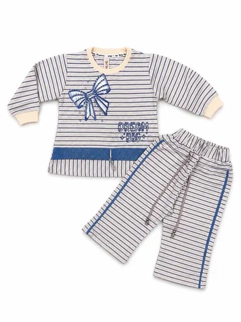 Dream Big Striped Kids Two Piece Outfit – Long Sleeve T-Shirt & Trousers Set for Girls