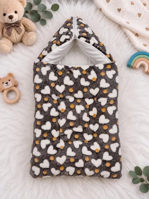 Newborn Plush Carry Nest – Heart Print