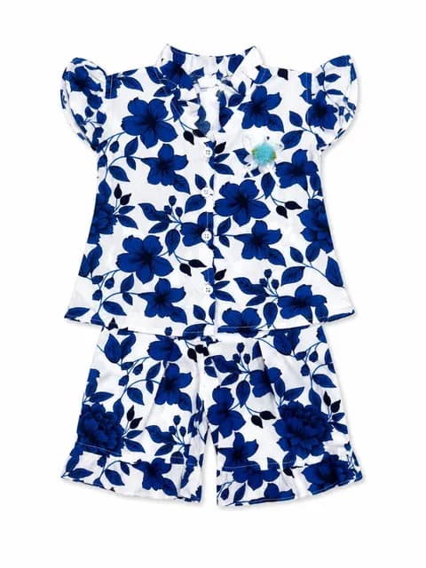 Girls Floral Linen Shirt & Shorts Co-Ord Set