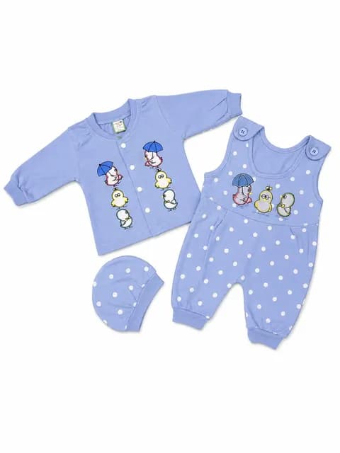 Newborn Baby Duck Print Romper Set with Jacket & Cap – 3 Pcs