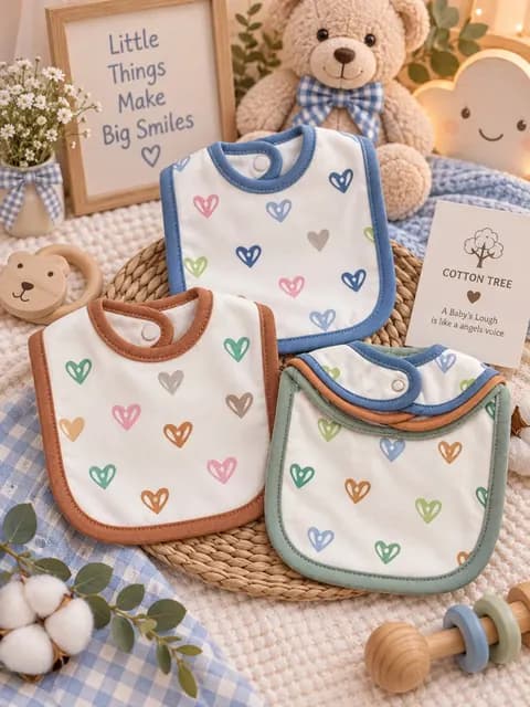 Cotton Tree Double Sided Baby Bibs - Pack of 3