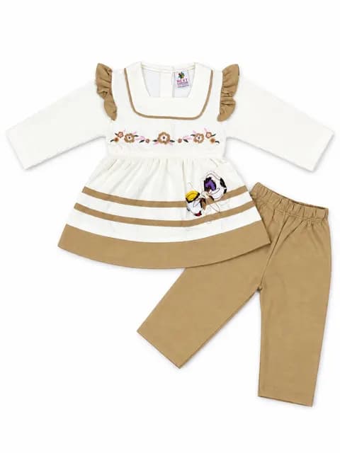 Baby Girls Floral Butterfly Dress & Trouser 2-Piece Set