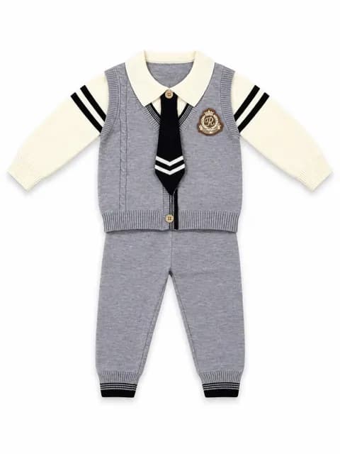 Baby Boy Formal Tie Knit 2 Piece Set