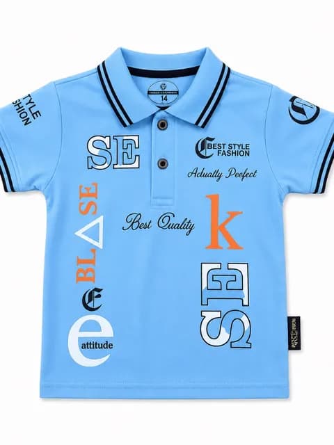 Boys Stylish Printed Polo T-Shirt – Premium Cotton Casual Half Sleeve Shirt