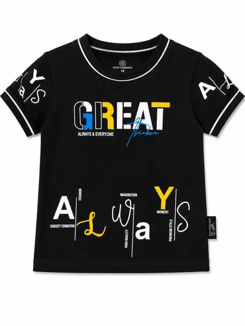 Boys Printed Casual T-Shirt – Stylish Graphic Half Sleeve Cotton Tee