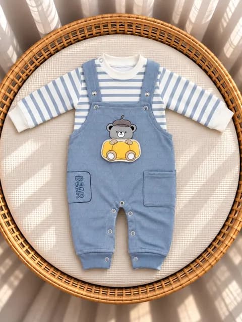 Baby 2-Piece Bear Dungaree Set