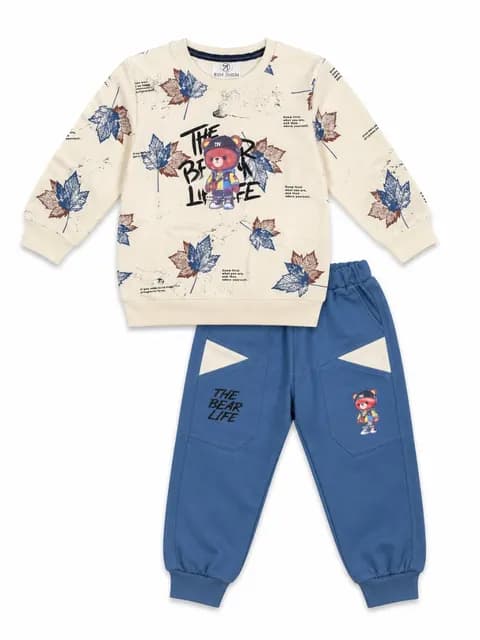 Boys Bear Life Printed Sweatshirt With Trousers