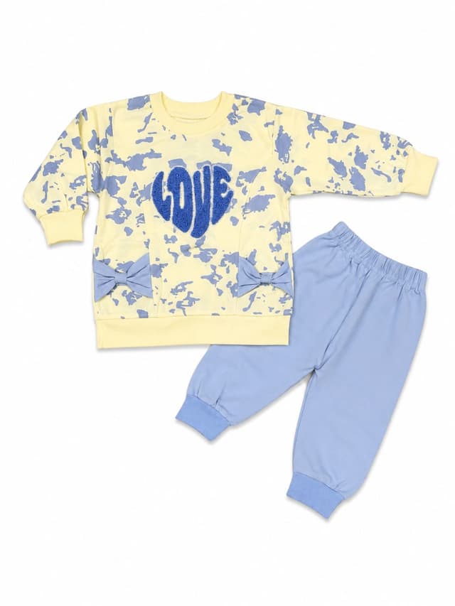 Baby Girls 2 Piece Love Embroidered Sweatshirt & Jogger Set photo 1